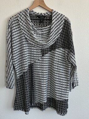 Ali Miles Open Knit Cowl Neck Sweater